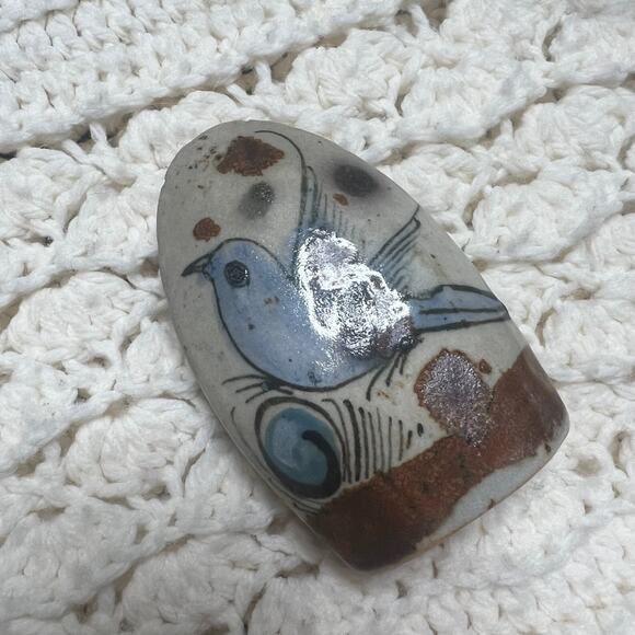 KEN EDWARDS VINTAGE Tonala Mexican Pottery Salt and Pepper Shakers Birds Flowers - Picture 2 of 12